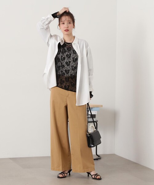 N.（N. Natural Beauty Basic）（エヌエヌナチュラルビューティーベーシック）の「◆マーガレットレースカットソー（Tシャツ/カットソー・レディース・オフホワイト/ブラック・MEDIUM）」の8枚目の写真