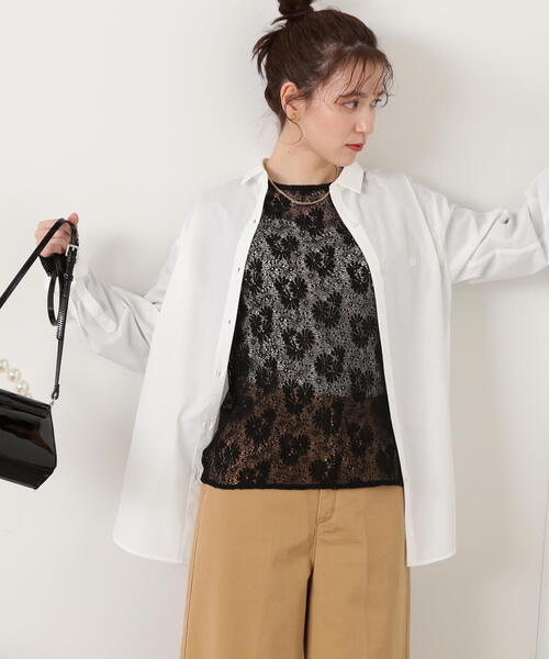 N.（N. Natural Beauty Basic）（エヌエヌナチュラルビューティーベーシック）の「◆マーガレットレースカットソー（Tシャツ/カットソー・レディース・オフホワイト/ブラック・MEDIUM）」の18枚目の写真