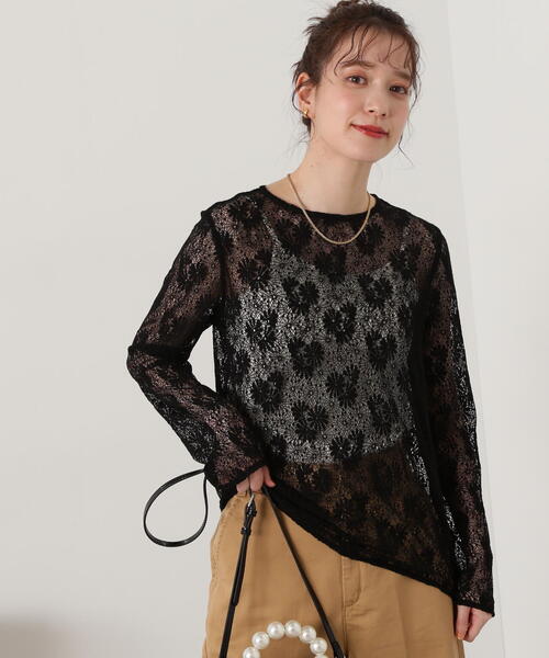 N.（N. Natural Beauty Basic）（エヌエヌナチュラルビューティーベーシック）の「◆マーガレットレースカットソー（Tシャツ/カットソー・レディース・オフホワイト/ブラック・MEDIUM）」の20枚目の写真