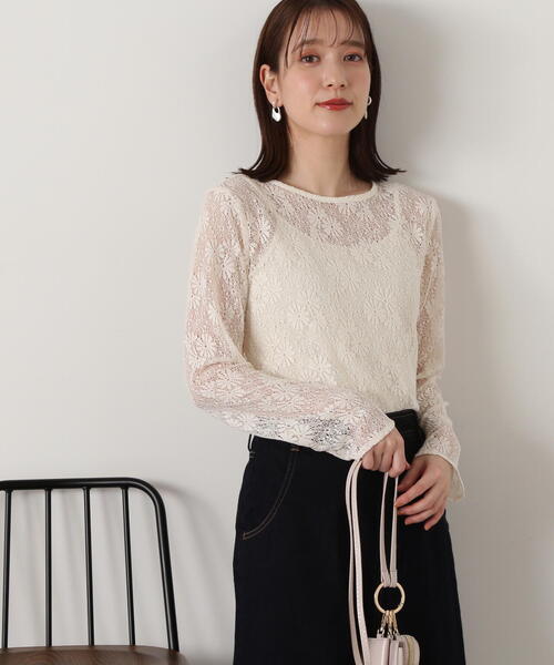 N.（N. Natural Beauty Basic）（エヌエヌナチュラルビューティーベーシック）の「◆マーガレットレースカットソー（Tシャツ/カットソー・レディース・オフホワイト/ブラック・MEDIUM）」の17枚目の写真