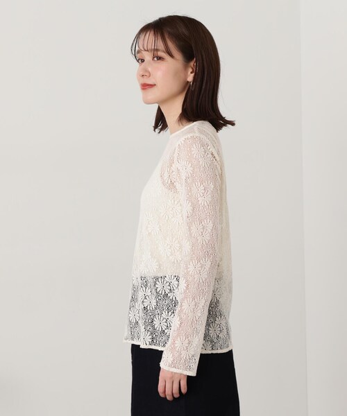N.（N. Natural Beauty Basic）（エヌエヌナチュラルビューティーベーシック）の「◆マーガレットレースカットソー（Tシャツ/カットソー・レディース・オフホワイト/ブラック・MEDIUM）」の16枚目の写真