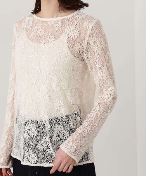 N.（N. Natural Beauty Basic）（エヌエヌナチュラルビューティーベーシック）の「◆マーガレットレースカットソー（Tシャツ/カットソー・レディース・オフホワイト/ブラック・MEDIUM）」の15枚目の写真