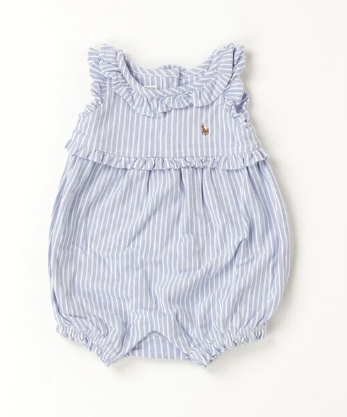 POLO RALPH LAUREN CHILDRENSWEAR（ポロ ラルフ ローレン チルドレンズウェア）の「ストライプド ニット オックスフォード バブル ショートオール（ロンパース・キッズ・ブルー系3・12M/3M/6M/9M）」の4枚目の写真