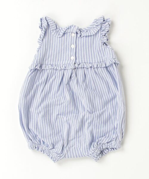 POLO RALPH LAUREN CHILDRENSWEAR（ポロ ラルフ ローレン チルドレンズウェア）の「ストライプド ニット オックスフォード バブル ショートオール（ロンパース・キッズ・ブルー系3・12M/3M/6M/9M）」の2枚目の写真