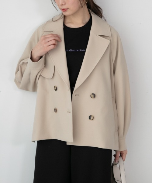 M.deux（エムドゥ）の「◎ショートトレンチコート◎（トレンチコート・レディース・ベージュ/ネイビー・MEDIUM）」の2枚目の写真