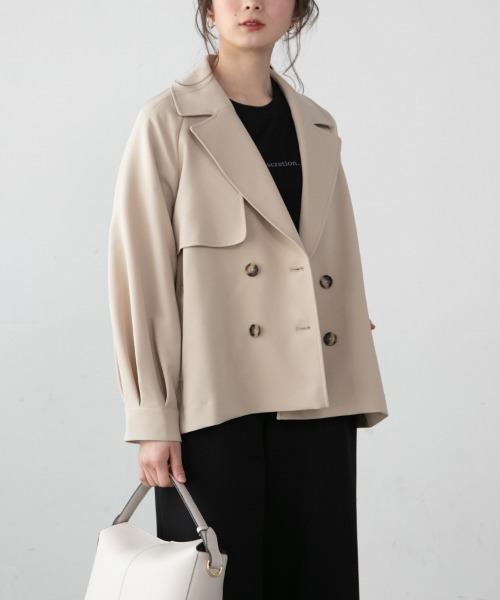 M.deux（エムドゥ）の「◎ショートトレンチコート◎（トレンチコート・レディース・ベージュ/ネイビー・MEDIUM）」の3枚目の写真