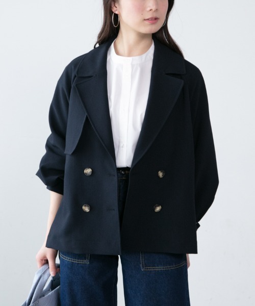 M.deux（エムドゥ）の「◎ショートトレンチコート◎（トレンチコート・レディース・ベージュ/ネイビー・MEDIUM）」の4枚目の写真