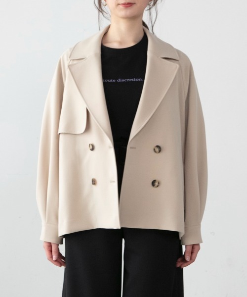 M.deux（エムドゥ）の「◎ショートトレンチコート◎（トレンチコート・レディース・ベージュ/ネイビー・MEDIUM）」の5枚目の写真