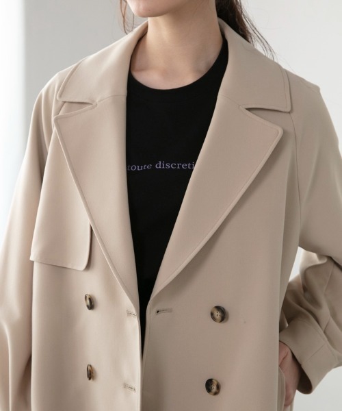 M.deux（エムドゥ）の「◎ショートトレンチコート◎（トレンチコート・レディース・ベージュ/ネイビー・MEDIUM）」の8枚目の写真