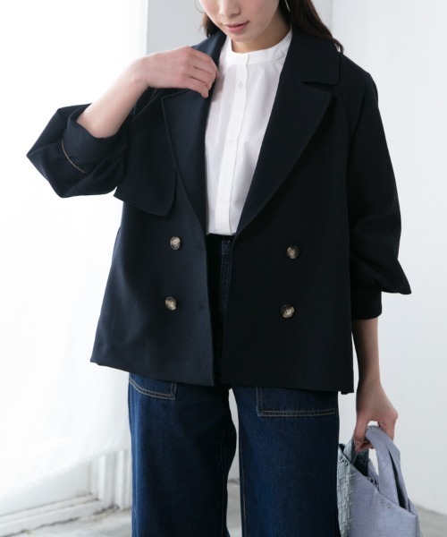 M.deux（エムドゥ）の「◎ショートトレンチコート◎（トレンチコート・レディース・ベージュ/ネイビー・MEDIUM）」の14枚目の写真