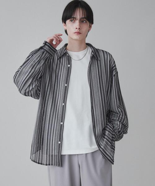 LUCY（ルーシー）の「LUCY/ストライプメッシュBIGシャツ（シャツ/ブラウス・メンズ・その他3/その他2/その他1・LARGE/MEDIUM）」の4枚目の写真