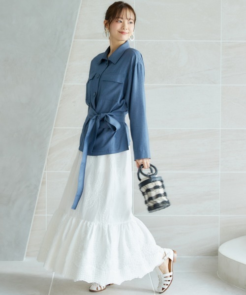 miclat（ミクラ）の「大きいサイズ　レーススカート　miclat（スカート・レディース・ネイビー/オフホワイト・L/LL/3L/4L/5L）」の8枚目の写真