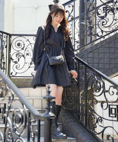 mimi toujours（ミミトゥジュール）の「キーネック ティアード ミニ ワンピース mimi toujours×Naoka（ワンピース・レディース・ホワイト/ブラック・M）」の8枚目の写真
