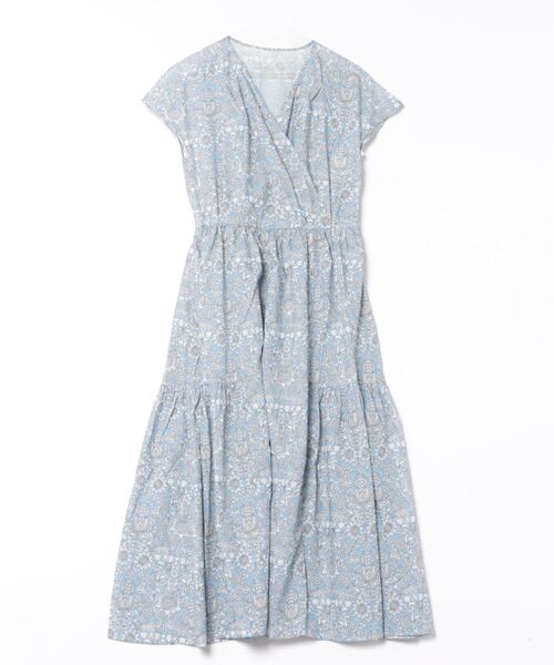 aunt lily(アントリリー)の「ブロックプリント カシュクールワンピース|ワンピース 総柄 ロング丈 ギャザー カシュクール きれいめ 体型カバー お出かけ 大人カジュアル(ワンピース・レディース・ブルー/ネイビー・13号/11号/9号/7号)」の12枚目の写真