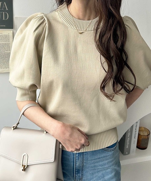✿カメリア✿ MS GRACY パフスリーブTシャツ ＆七分袖 ニット 楽天市場】ハーフスリーブサマーニットカーディガン レディース