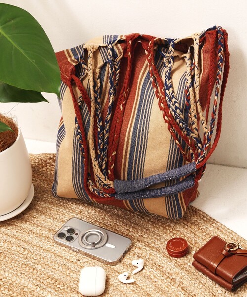 DULTON（ダルトン）の「DULTON/ダルトン Hanmmock tote L / ハンモックトート L（トートバッグ・レディース・オレンジ/レッド/サックスブルー/オリーブ・ONE SIZE）」の4枚目の写真