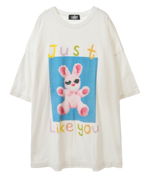 【未使用新品】CANDY SWEETIE BIG BIG Tシャツ ホワイト Candy Stripper tシャツ CANDY SWEETIE BIG Tシャツ レディース