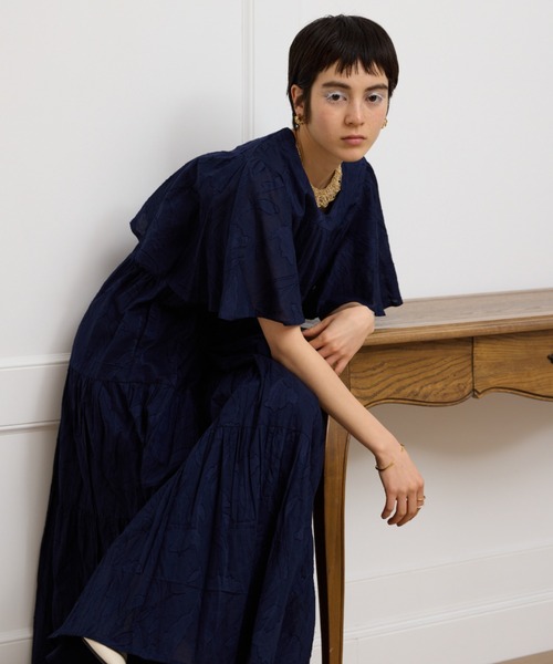 MARCHESA NOTTE ジャカード ミディワンピース アップリケ 2色 Timeless Stories～はじまりの1ページ～ | BABY, THE STARS