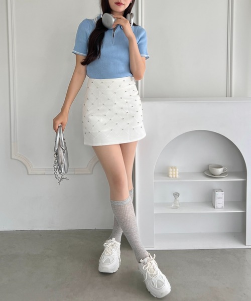 セール】ジュエルビジューミニスカパン（スカート）｜Loueme