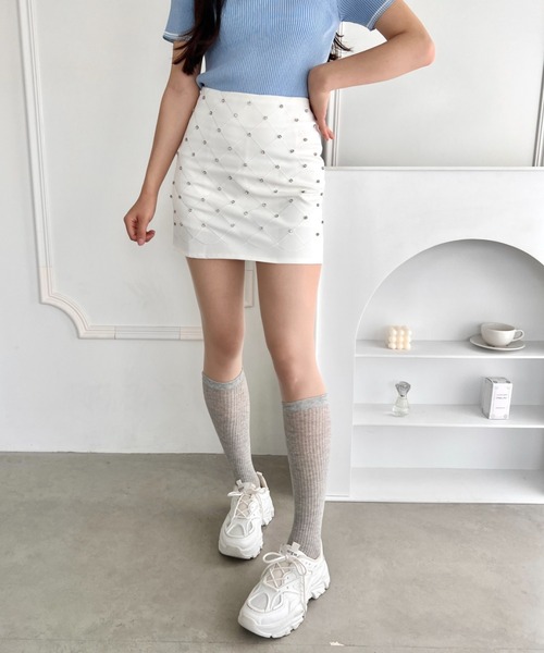 セール】ジュエルビジューミニスカパン（スカート）｜Loueme