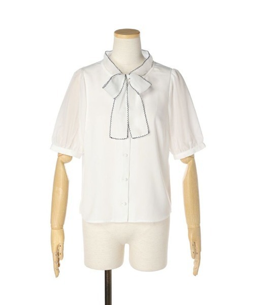 F i.n.t（フィント）の「ピコミシンシアーボウタイブラウス/fint（シャツ/ブラウス・レディース・オフホワイト/ピンクベージュ・FREE）」の18枚目の写真