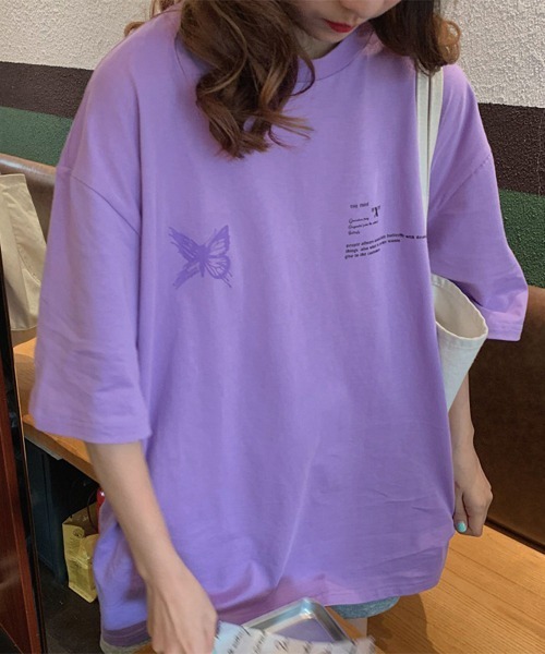 Miniministore（ミニミニストア）の「ロゴTシャツ レディース 韓国 春夏（Tシャツ/カットソー・レディース・ホワイト/ブラック/パープル・FREE）」の5枚目の写真