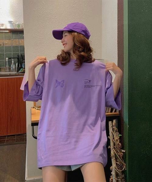 Miniministore（ミニミニストア）の「ロゴTシャツ レディース 韓国 春夏（Tシャツ/カットソー・レディース・ホワイト/ブラック/パープル・FREE）」の7枚目の写真