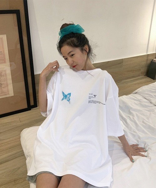 Miniministore（ミニミニストア）の「ロゴTシャツ レディース 韓国 春夏（Tシャツ/カットソー・レディース・ホワイト/ブラック/パープル・FREE）」の16枚目の写真