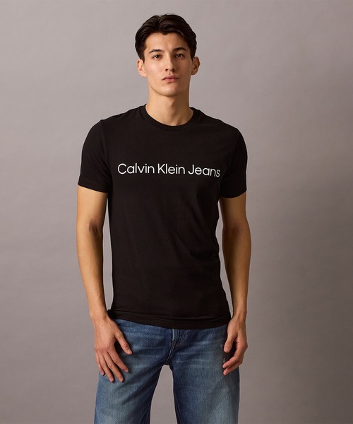  Jeans スリム フラッグロゴ Tシャツ 2枚セット 送関込 Calvin Klein Jeans / カルバンクラインジーンズ エンボス