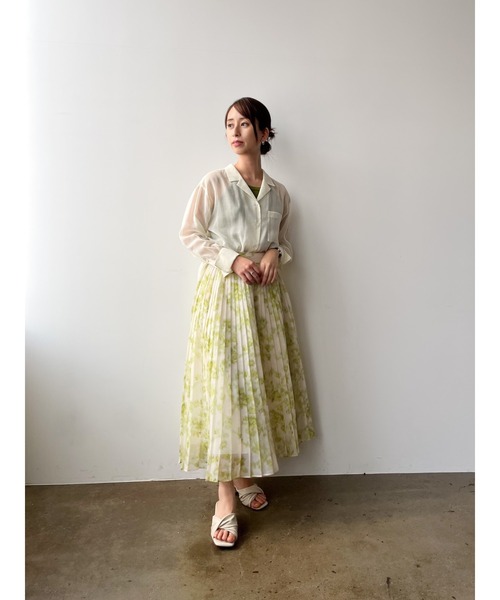 ブラウス シャツ オープンカラーシアーシャツ「低身長・小柄女性」 レディース セール】オープンカラーシアーシャツ【低身長・小柄女性