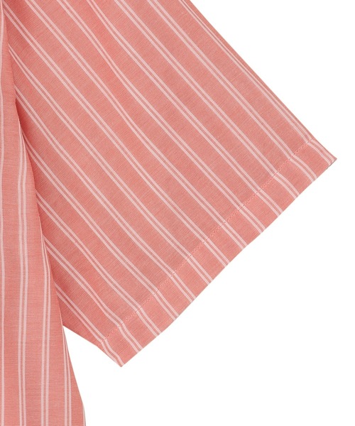 TOKYO SHIRTS(トウキョウシャツ)の「綿100% Wガーゼ ボタンダウン 半袖カジュアルシャツ(ポロシャツ・メンズ・スモークピンク・LL/M/L)」の4枚目の写真