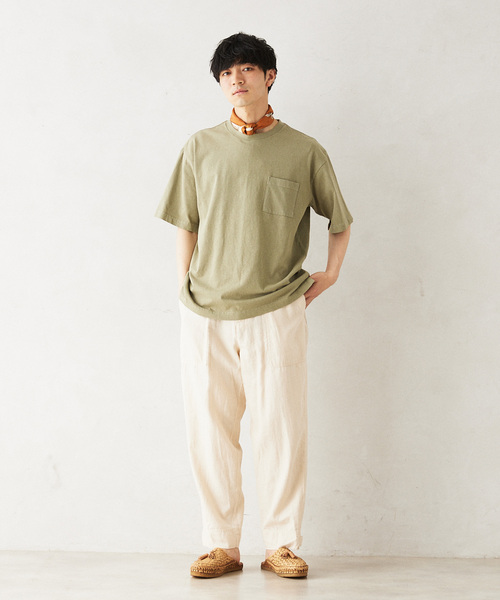 JOURNAL STANDARD relume（ジャーナルスタンダード　レリューム）の「AMERICAN ラフィジャージー T（Tシャツ/カットソー・メンズ・ブルー系その他/サファリグリーン/ブラックミックス/ホワイト・MEDIUM/LARGE）」の6枚目の写真