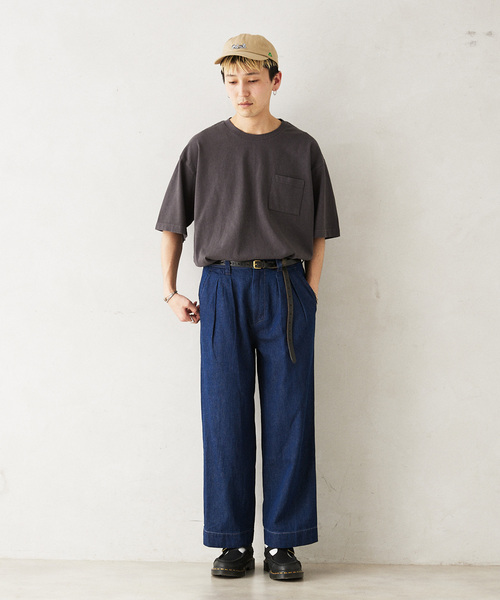 JOURNAL STANDARD relume（ジャーナルスタンダード　レリューム）の「AMERICAN ラフィジャージー T（Tシャツ/カットソー・メンズ・ブルー系その他/サファリグリーン/ブラックミックス/ホワイト・MEDIUM/LARGE）」の7枚目の写真