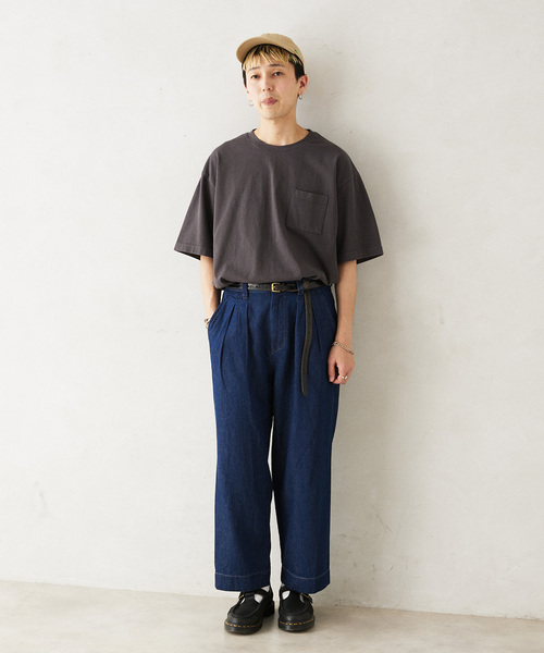 JOURNAL STANDARD relume（ジャーナルスタンダード　レリューム）の「AMERICAN ラフィジャージー T（Tシャツ/カットソー・メンズ・ブルー系その他/サファリグリーン/ブラックミックス/ホワイト・MEDIUM/LARGE）」の16枚目の写真