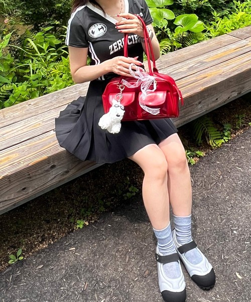 MEMECLE（メメクル）の「【 MEMECLE / メメクル 】半袖 レタリング ユニフォームシャツ　ゲームシャツ（Tシャツ/カットソー・レディース・レッド/ブラック/ライトブルー・S/M/L）」の20枚目の写真