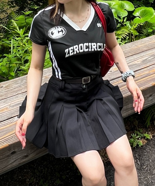 MEMECLE（メメクル）の「【 MEMECLE / メメクル 】半袖 レタリング ユニフォームシャツ　ゲームシャツ（Tシャツ/カットソー・レディース・レッド/ブラック/ライトブルー・S/M/L）」の10枚目の写真