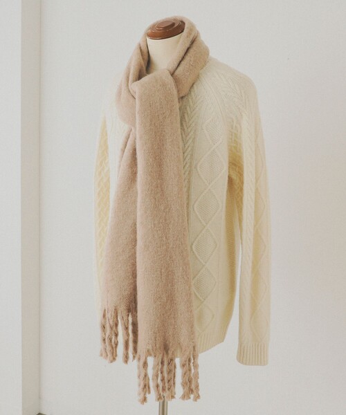 BEAMS（ビームス）の「シャギー ビッグ ストール（マフラー・メンズ・オフホワイト/グレー/ブラック・ONE SIZE）」の2枚目の写真