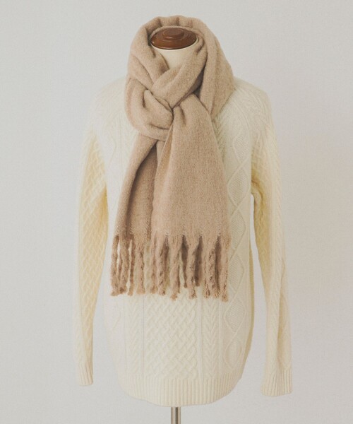 BEAMS（ビームス）の「シャギー ビッグ ストール（マフラー・メンズ・オフホワイト/グレー/ブラック・ONE SIZE）」の4枚目の写真