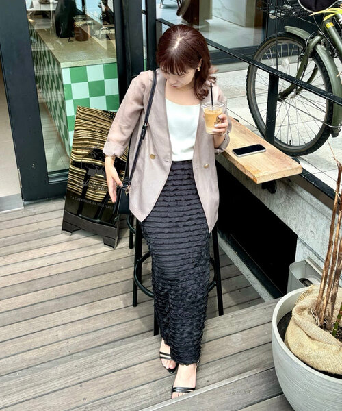 un dix cors(アンディコール)の「《履くだけオシャレ・ウエストゴム》フリルタイトスカート(スカート・レディース・ブラック/グレー・FREE)」の3枚目の写真