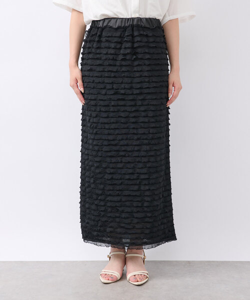 un dix cors(アンディコール)の「《履くだけオシャレ・ウエストゴム》フリルタイトスカート(スカート・レディース・ブラック/グレー・FREE)」の4枚目の写真