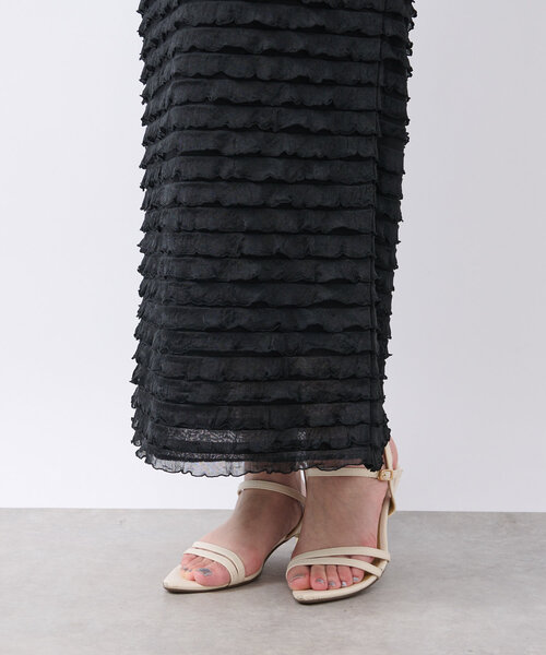 un dix cors(アンディコール)の「《履くだけオシャレ・ウエストゴム》フリルタイトスカート(スカート・レディース・ブラック/グレー・FREE)」の9枚目の写真