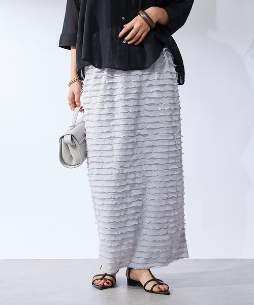 un dix cors(アンディコール)の「《履くだけオシャレ・ウエストゴム》フリルタイトスカート(スカート・レディース・ブラック/グレー・FREE)」の12枚目の写真