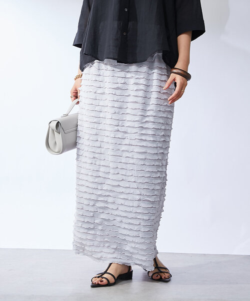 un dix cors(アンディコール)の「《履くだけオシャレ・ウエストゴム》フリルタイトスカート(スカート・レディース・ブラック/グレー・FREE)」の13枚目の写真