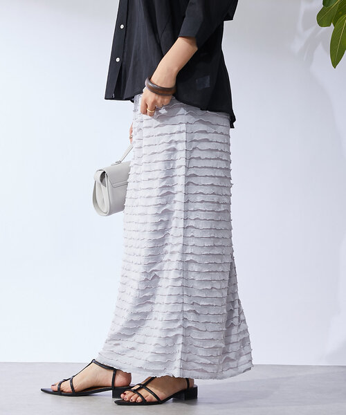 un dix cors(アンディコール)の「《履くだけオシャレ・ウエストゴム》フリルタイトスカート(スカート・レディース・ブラック/グレー・FREE)」の14枚目の写真