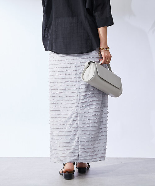 un dix cors(アンディコール)の「《履くだけオシャレ・ウエストゴム》フリルタイトスカート(スカート・レディース・ブラック/グレー・FREE)」の15枚目の写真