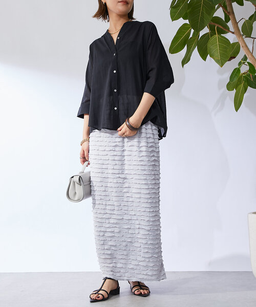 un dix cors(アンディコール)の「《履くだけオシャレ・ウエストゴム》フリルタイトスカート(スカート・レディース・ブラック/グレー・FREE)」の17枚目の写真