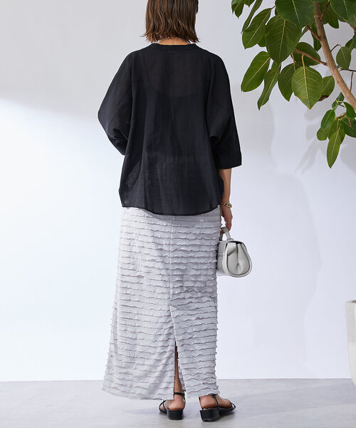 un dix cors(アンディコール)の「《履くだけオシャレ・ウエストゴム》フリルタイトスカート(スカート・レディース・ブラック/グレー・FREE)」の19枚目の写真