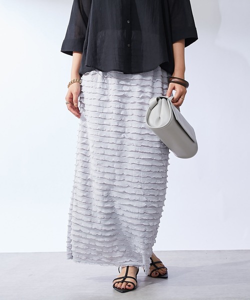 un dix cors(アンディコール)の「《履くだけオシャレ・ウエストゴム》フリルタイトスカート(スカート・レディース・ブラック/グレー・FREE)」の2枚目の写真