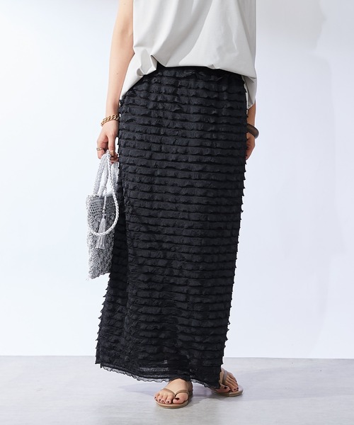 un dix cors(アンディコール)の「《履くだけオシャレ・ウエストゴム》フリルタイトスカート(スカート・レディース・ブラック/グレー・FREE)」の22枚目の写真