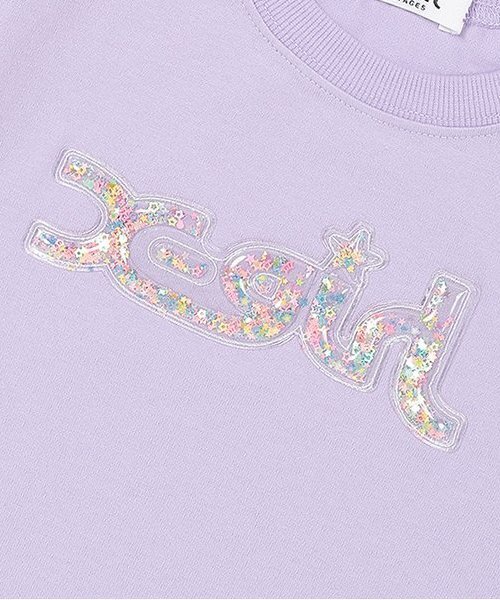 X-girl Stages（エックスガールステージス）の「立体PVCロゴモチーフ半袖Tシャツ（Tシャツ/カットソー・キッズ・オフホワイト/ブラック/ラベンダー・90cm/100cm/120cm/130cm/140cm/110cm）」の7枚目の写真